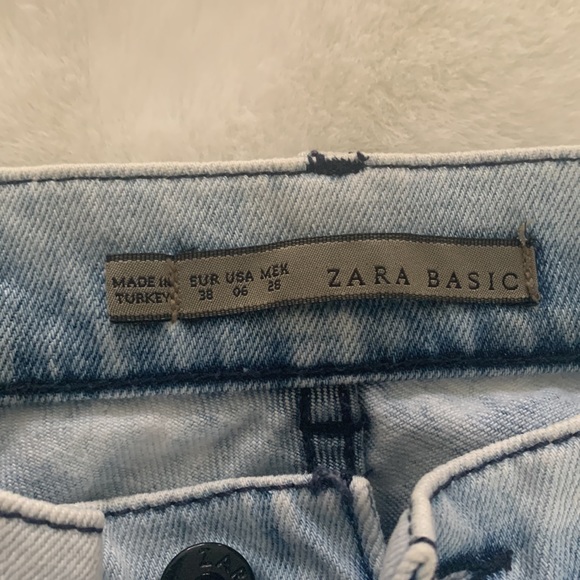 Zara basic size 6 light wash skinny jeans with black “crystal” embellishments - Picture 2 of 5